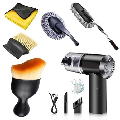 6 PCS - 3in1 Car Vacuum Microfiber Car Duster Kit|Interior & Exterior Car Cleaning Detailing Tool|Scratch & Lint Free, Pollen Removing|Extendable Long Handle Duster (A) (1)