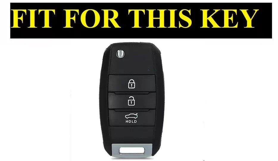 Metal Silicon Car Key Case Fit for KIA Seltos | KIA Sonet | Kia Carens (3 Button Flip Key)