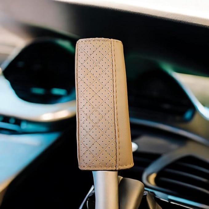 Car Gear Knob Cover & Hand Break Cover, Protective, Premium Material, Universal Fit, Stylish Design (Brown) (Maroon)