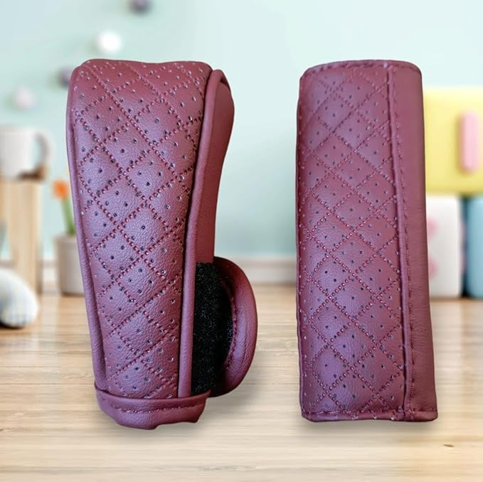 Car Gear Knob Cover & Hand Break Cover, Protective, Premium Material, Universal Fit, Stylish Design (Brown) (Maroon)