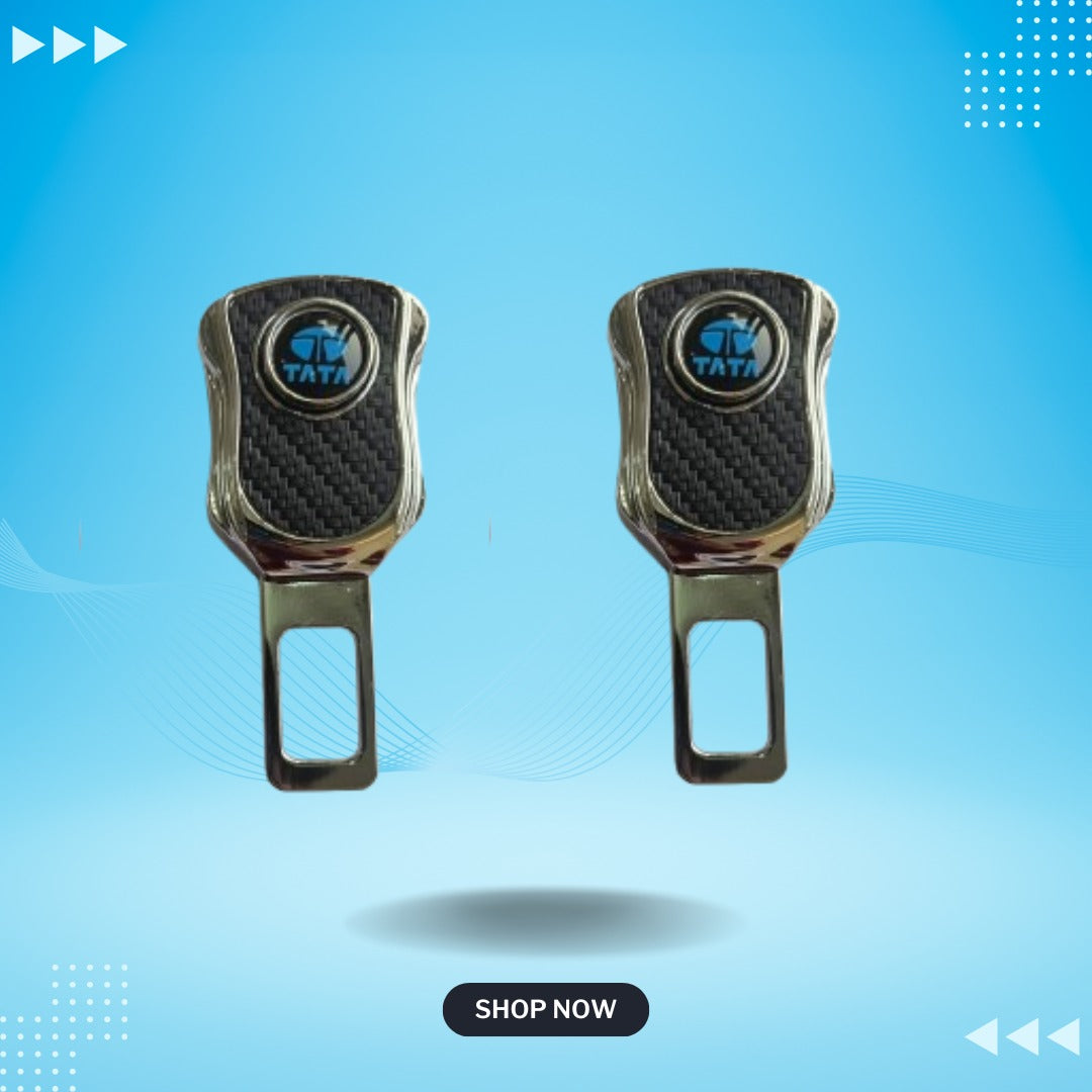 Tata 2 Pcs, Carbon Fiber Metal 2in1 Buckle & Holder With Logo