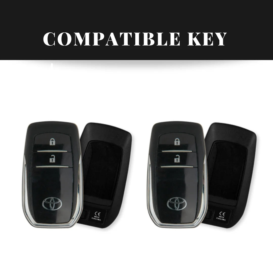 Leather Metal Key Cover for Toyota Innova Crysta | Hycross Land Cruiser | Hilux |Toyota Hycross Innova Luxury Premium Metal Smart Car Key Cover Key Case With Key Chain(2 Button)