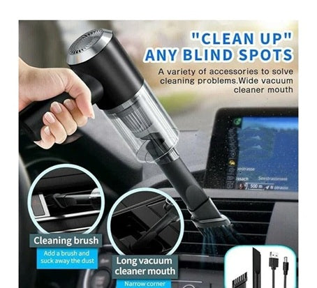 3 in 1 Portable Car Vacuum Cleaner with Blower | USB Rechargeable Wireless Handheld Vacuum for Travel, Camping, and Home | Reusable, Compact, and Powerful!