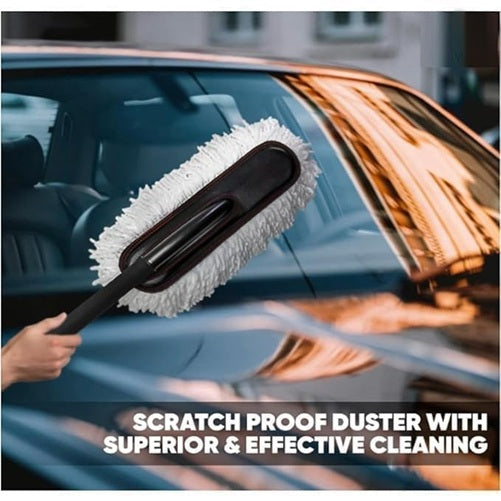 Car Duster Lint-Free & Scratch-Free Car Cleaner Brush with Long Handle, Strong Absorption, Cleaning Tool for Wet & Dry Car Dust Cleaner Features Wax Coating for 2X Better Performance