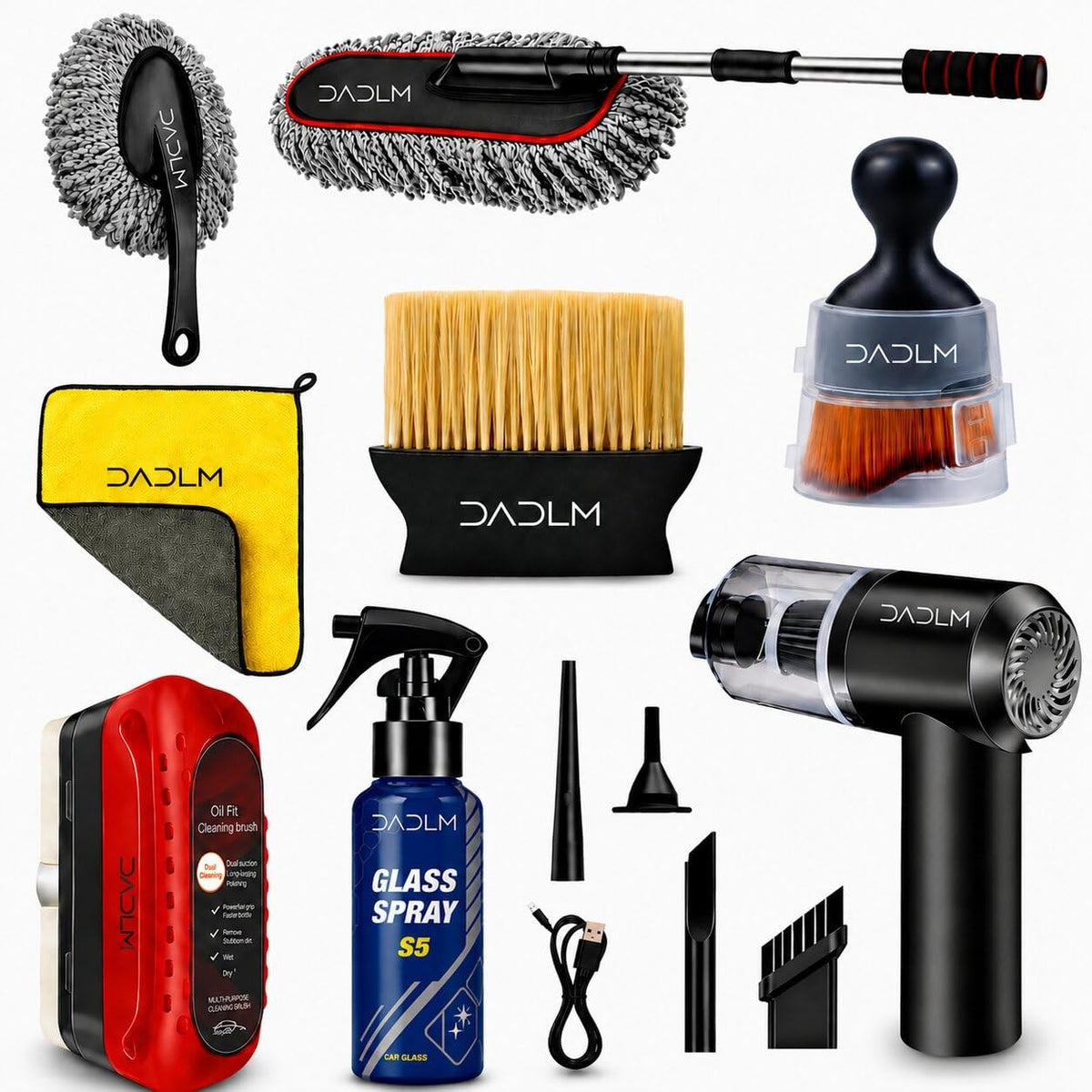 8 PCS Car Cleaning Kit with 120W Portable Vacuum Cleaner, Interior Detailing Accessories, Duster, Detailing Brush,Microfiber Cloth