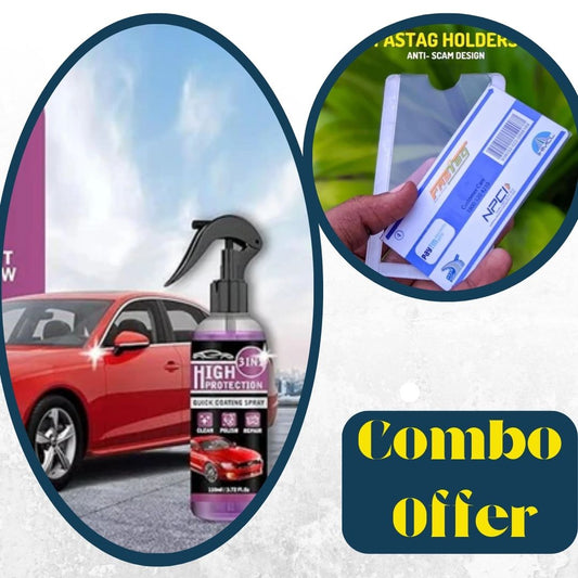 Combo of Fasttag holder and Car Coating Spray