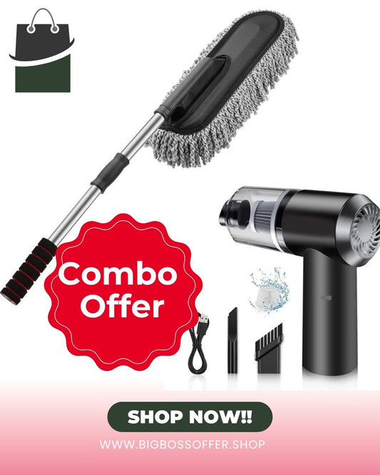 Combo Offer 3 in 1 Car Vaccum Cleaner and Car Duster