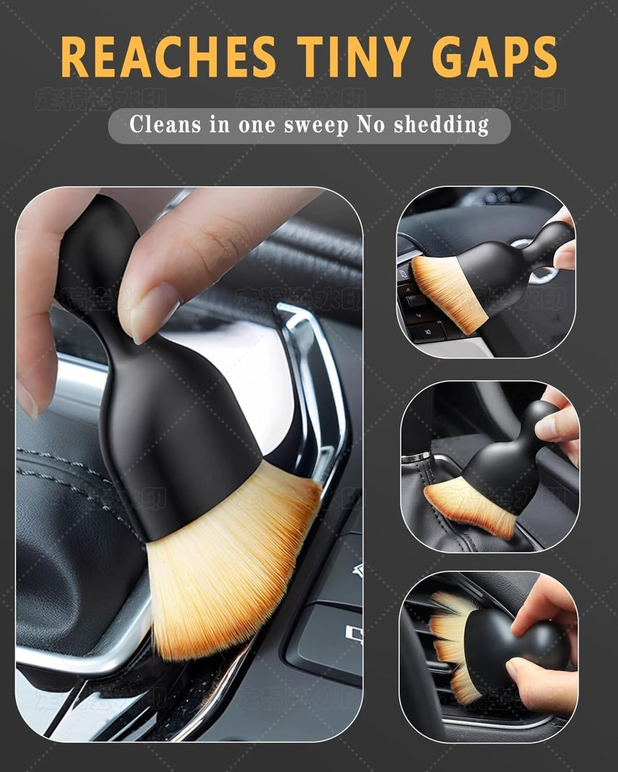 3Pcs Car Duster Kit - Microfiber Car Cleaning Brush for Exterior Car Dust Cleaner - Small Car Brush for Cleaning Car Interior, PC, Laptop, Keyboard - Wax-Treated Cotton Strands for 2X Better Cleaning