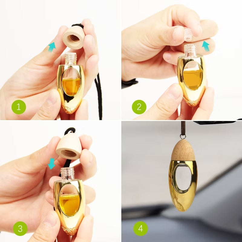 Clear Glass Perfume Aroma Bottle Gold Bullet Car Diffuser